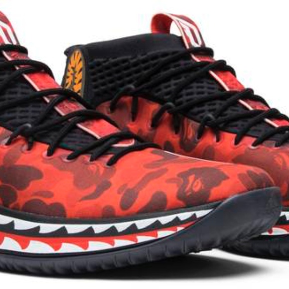 Adidas A Bathing Ape x Dame 4 'Red Camo' Size 11 Men Sneakers